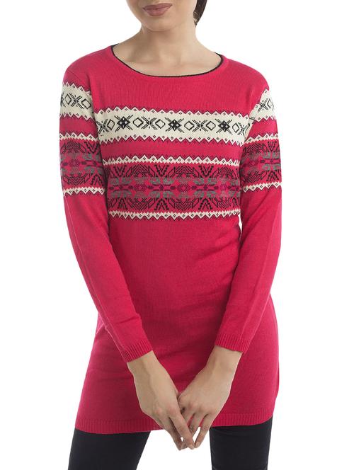pink woolen casual pullover - 14515067 - Standard Image - 1