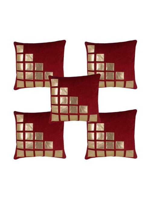 Decorative Pack of 5 Velvet Cushion Covers - 14515108 - Very Small Image - 1