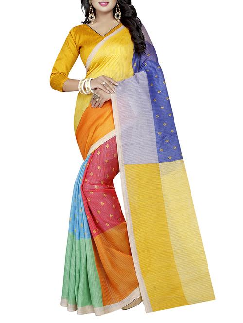 yellow art silk printed saree - 14515147 - Very Small Image - 1