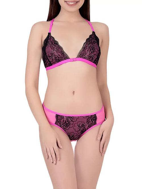 black net bras and panty set - 14515321 - Standard Image - 1