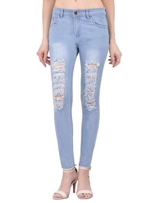 blue denim damaged jeans - 14515460 - Very Small Image - 1