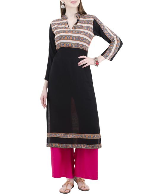 Multicolored rayon straight kurta - 14515485 - Very Small Image - 1