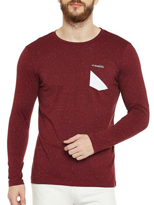 maroon cotton pocket tees tshirt - 14515496 - Very Small Image - 1