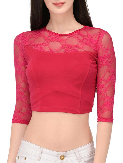 pink cotton lycra solid blouse - 14515541 - Very Small Image - 1
