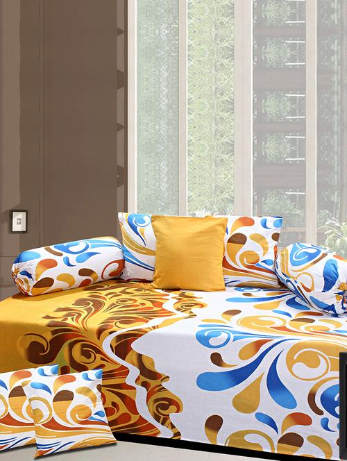 Cotton Printed 6 Pieces Diwan Set - 14515875 - Very Small Image - 1