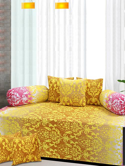 Cotton Printed 6 Pieces Diwan Set - 14515876 - Very Small Image - 1