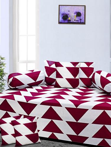 Cotton Printed 8 Pieces Diwan Set - 14515886 - Very Small Image - 1