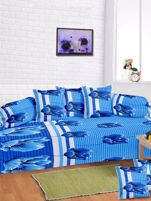 Cotton Printed 8 Pieces Diwan Set - 14515902 - Very Small Image - 1