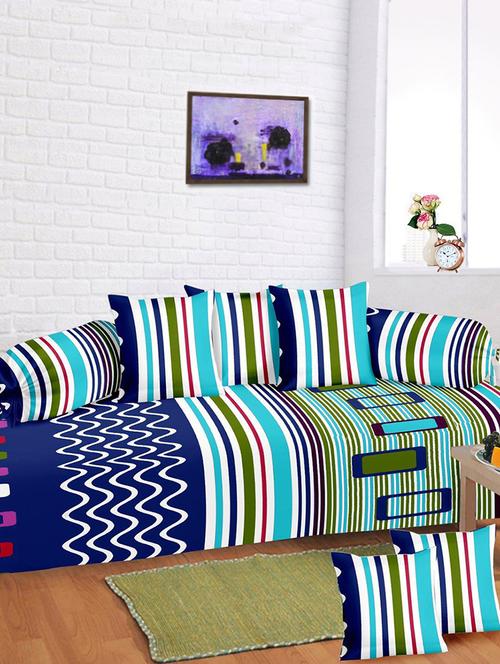 Cotton Printed 8 Pieces Diwan Set - 14515911 - Very Small Image - 1