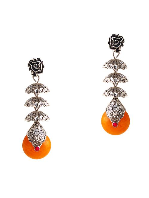 orange silver plated drop earrings - 14515976 - Standard Image - 1