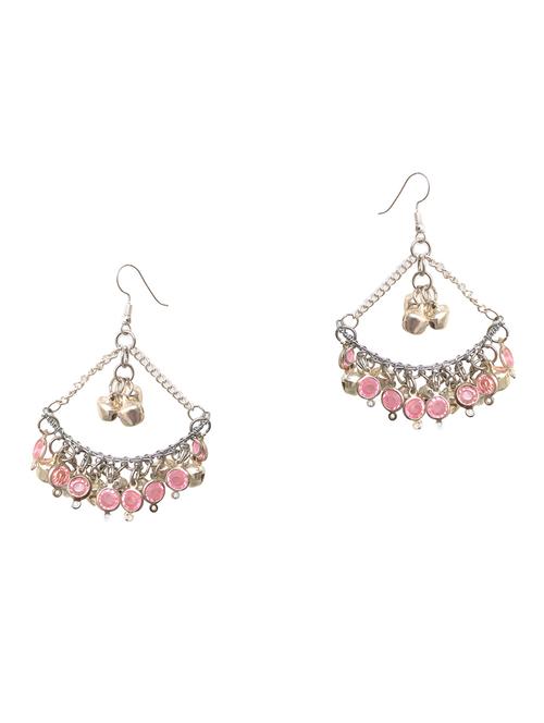 pink silver plated drop earrings - 14515978 - Very Small Image - 1