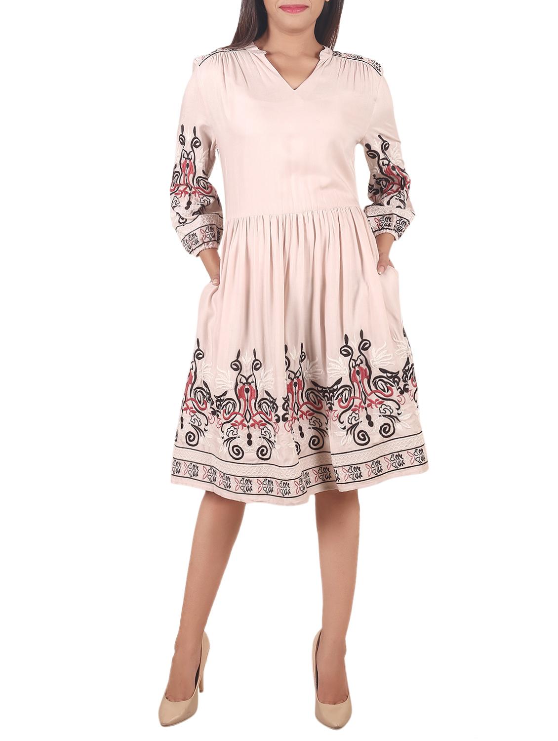 pink cotton fit & flare dress - 14516272 - Zoom Image - 1