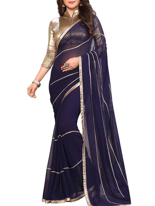 blue bordered saree - 14516288 - Very Small Image - 1