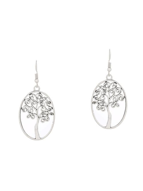 silver metal drop earrings - 14516402 - Standard Image - 1