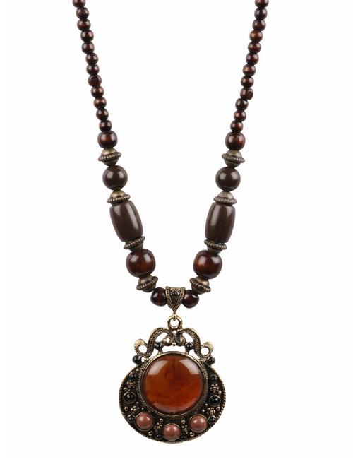 brown metal long necklace - 14516438 - Very Small Image - 1