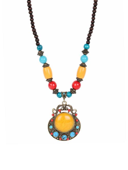 yellow metal long necklace - 14516439 - Very Small Image - 1