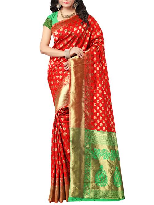 red silk woven saree - 14516533 - Very Small Image - 1
