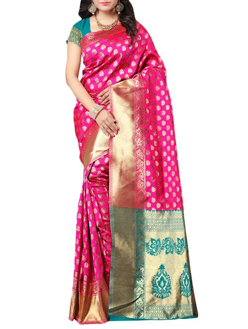pink silk woven saree - 14516535 - Very Small Image - 1