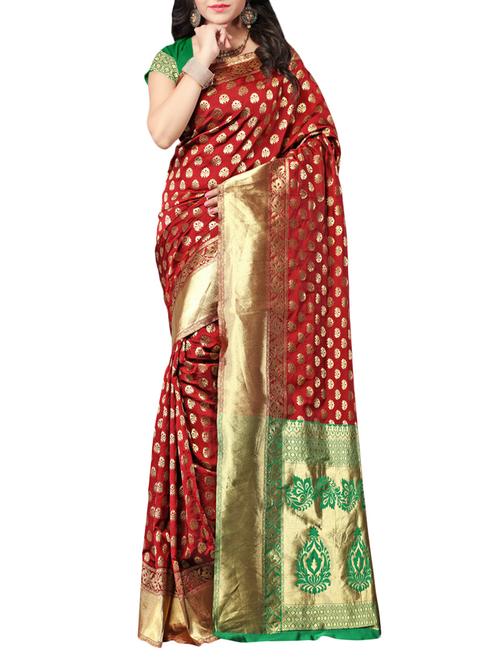 maroon silk woven saree - 14516538 - Very Small Image - 1