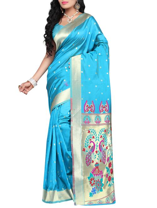 blue silk woven saree - 14516589 - Very Small Image - 1