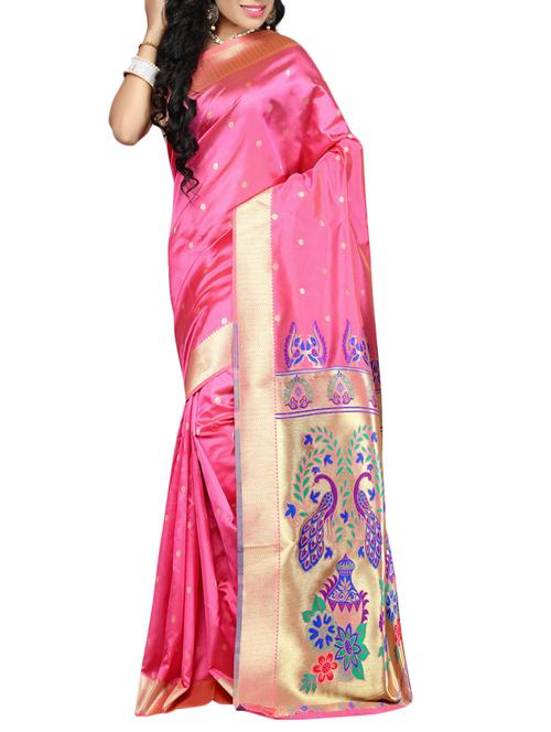 pink silk woven saree - 14516590 - Very Small Image - 1