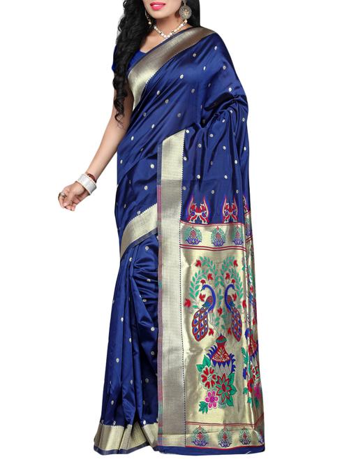 blue silk woven saree - 14516593 - Very Small Image - 1