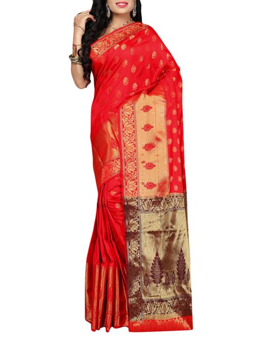 red silk woven saree - 14516597 - Very Small Image - 1