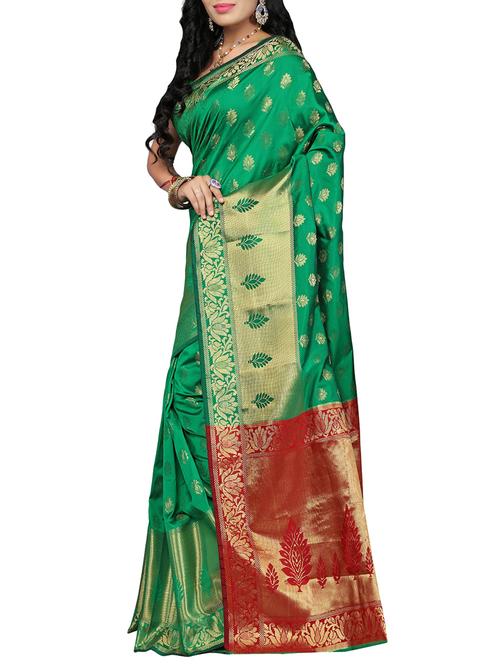 green silk woven saree - 14516598 - Very Small Image - 1