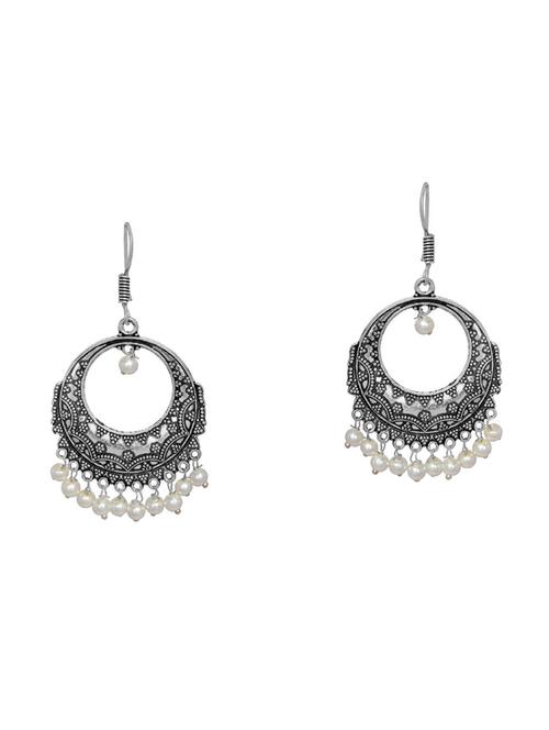 white metal chandballi earrings - 14517335 - Standard Image - 1