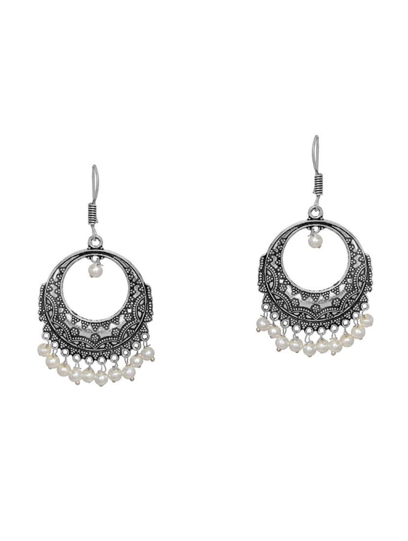 white metal chandballi earrings - 14517335 - Zoom Image - 1