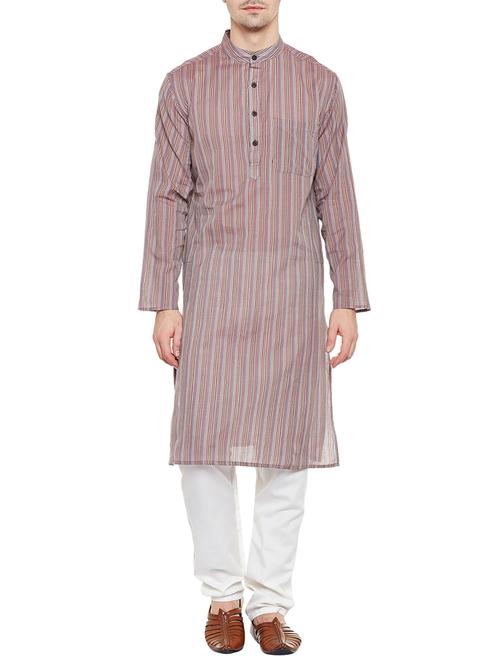 purple cotton long kurta - 14517390 - Standard Image - 1