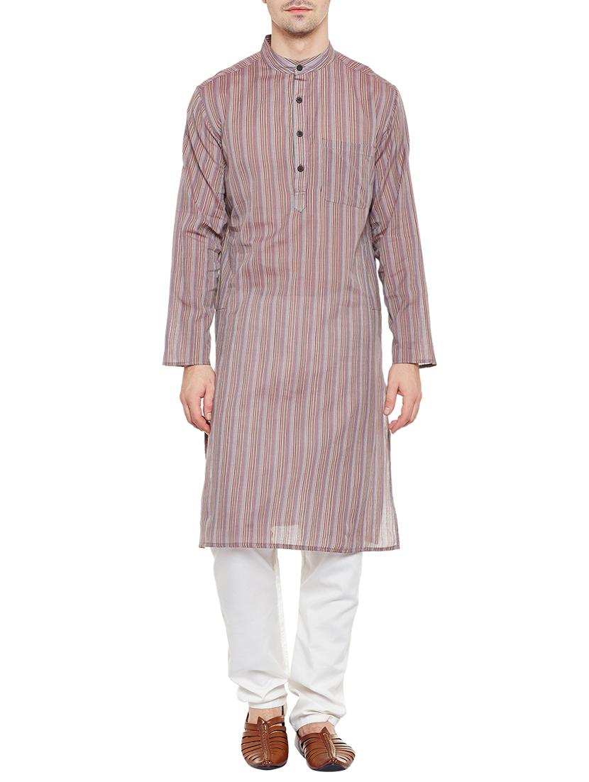 purple cotton long kurta - 14517390 - Zoom Image - 1