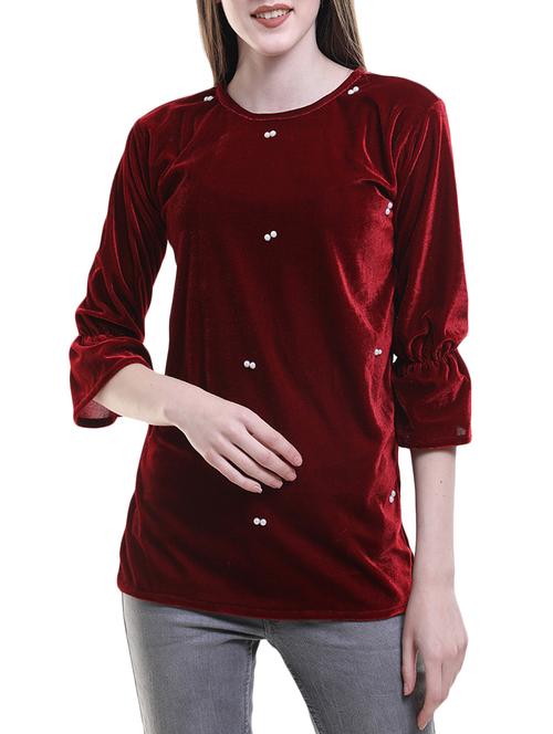 solid maroon velvet top - 14517505 - Very Small Image - 1