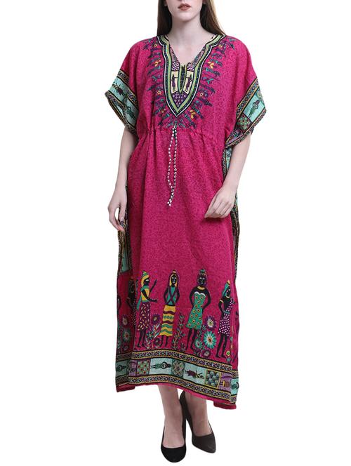 pink printed crepe kaftan - 14517552 - Very Small Image - 1