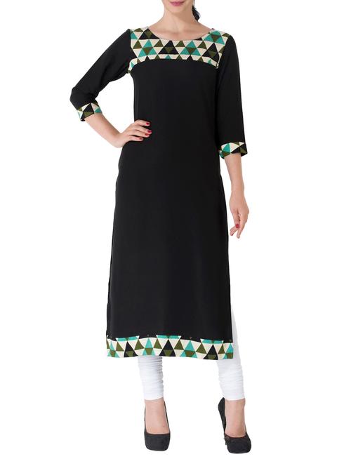 black rayon straight kurta - 14517682 - Very Small Image - 1