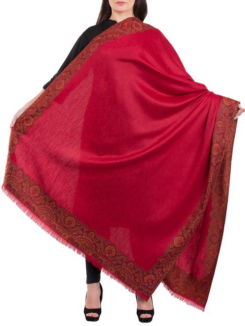 red woolen jamavar shawl - 14518303 - Very Small Image - 1
