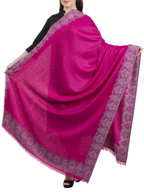 pink woolen jamavar shawl - 14518305 - Very Small Image - 1