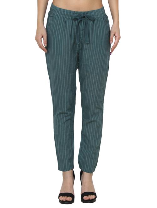 green cotton peg trouser - 14518345 - Standard Image - 1