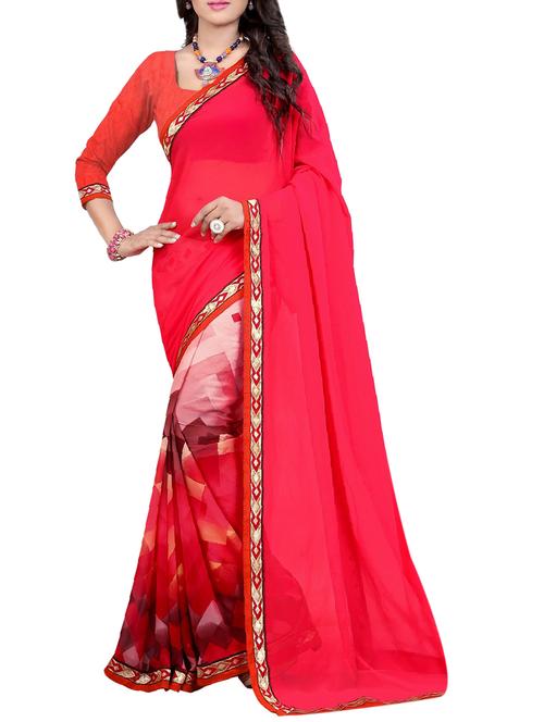 pink chiffon printed saree - 14518445 - Very Small Image - 1