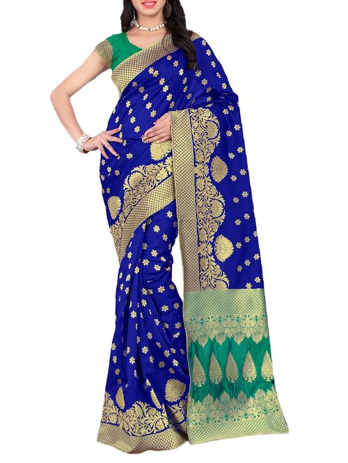 blue art silk woven saree - 14518452 - Very Small Image - 1