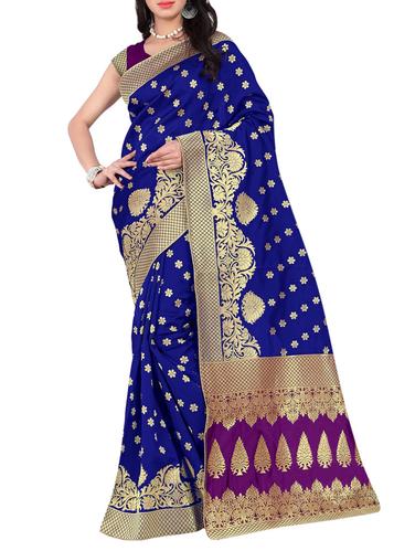 blue art silk woven saree - 14518454 - Very Small Image - 1