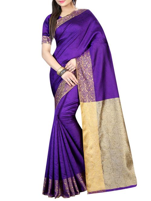 purple cotton silk woven saree - 14518460 - Very Small Image - 1