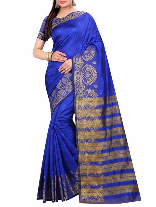 blue cotton silk woven saree - 14518470 - Very Small Image - 1