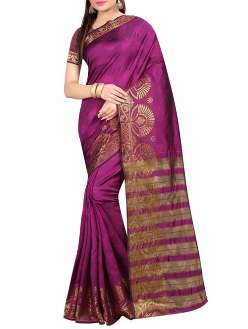 magenta cotton silk woven saree - 14518471 - Very Small Image - 1
