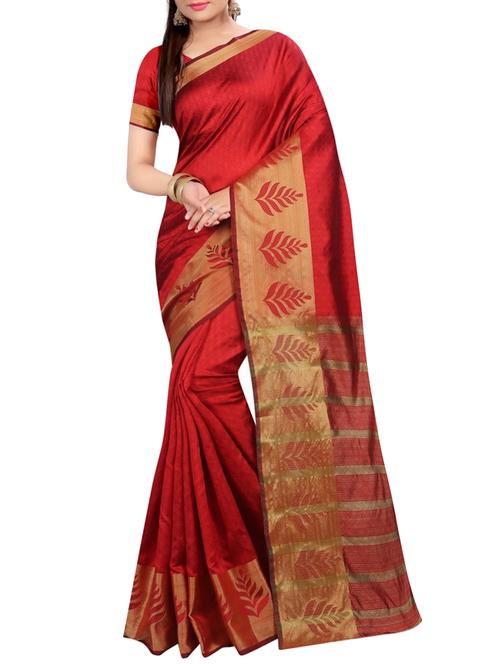 red cotton silk woven saree - 14518476 - Very Small Image - 1