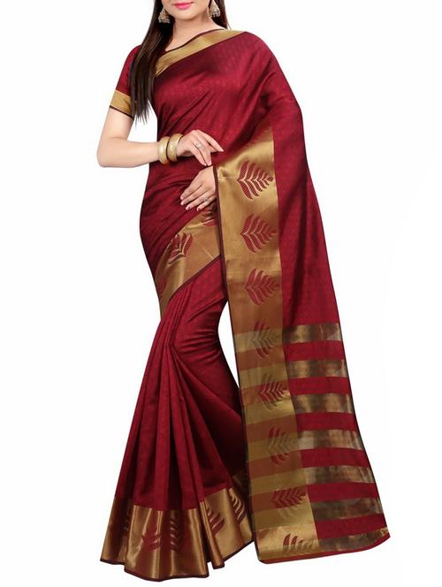 red cotton silk woven saree - 14518478 - Very Small Image - 1