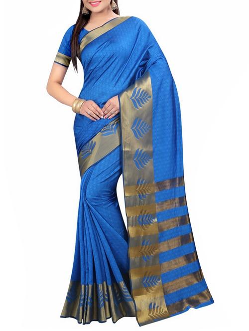 sky blue cotton silk woven saree - 14518479 - Very Small Image - 1