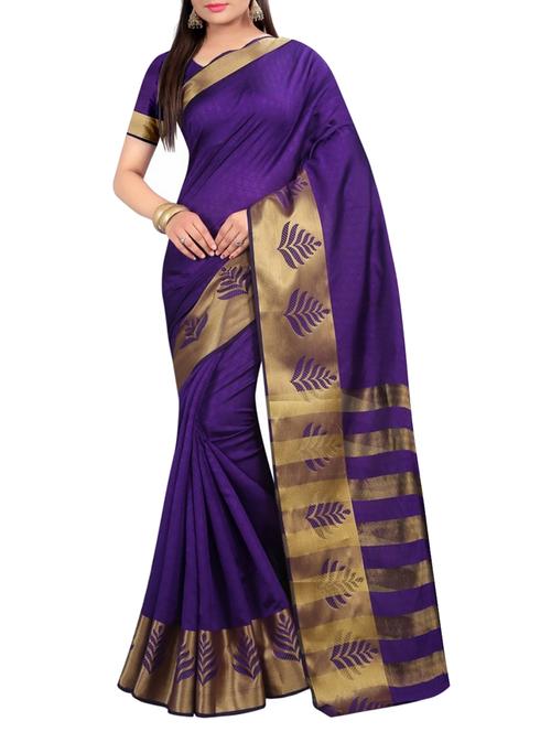 purple cotton silk woven saree - 14518480 - Very Small Image - 1