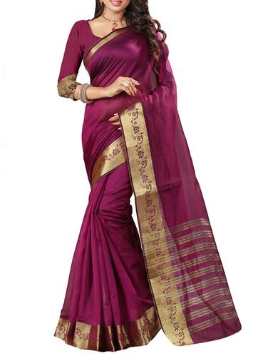 magenta cotton silk bordered saree - 14518494 - Very Small Image - 1