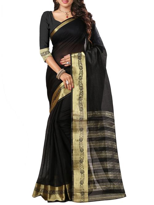 black cotton silk bordered saree - 14518497 - Very Small Image - 1